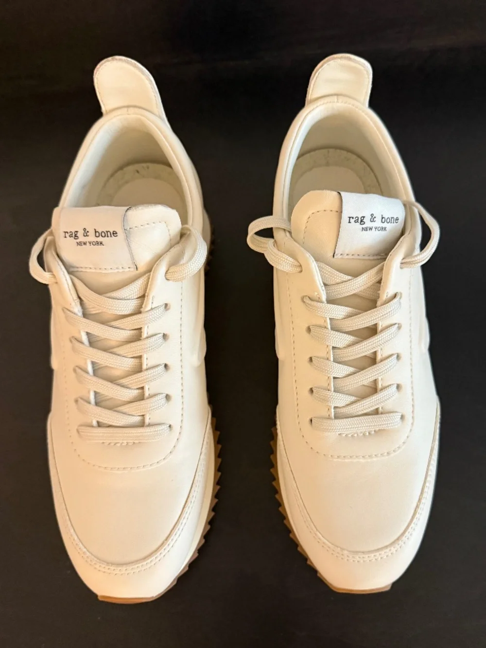 NEW Rag & Bone Retro Leather Calfskin Running Sneakers  Birch Size 6.5 US No Box